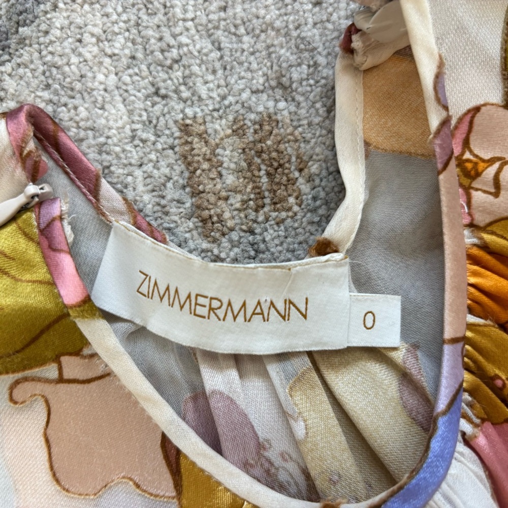 ZIMMERMANN Tempo Asymmetric Tiered Ruffle Dress Size 0 Artsy Boho Chic Flirty - Picture 5 of 9